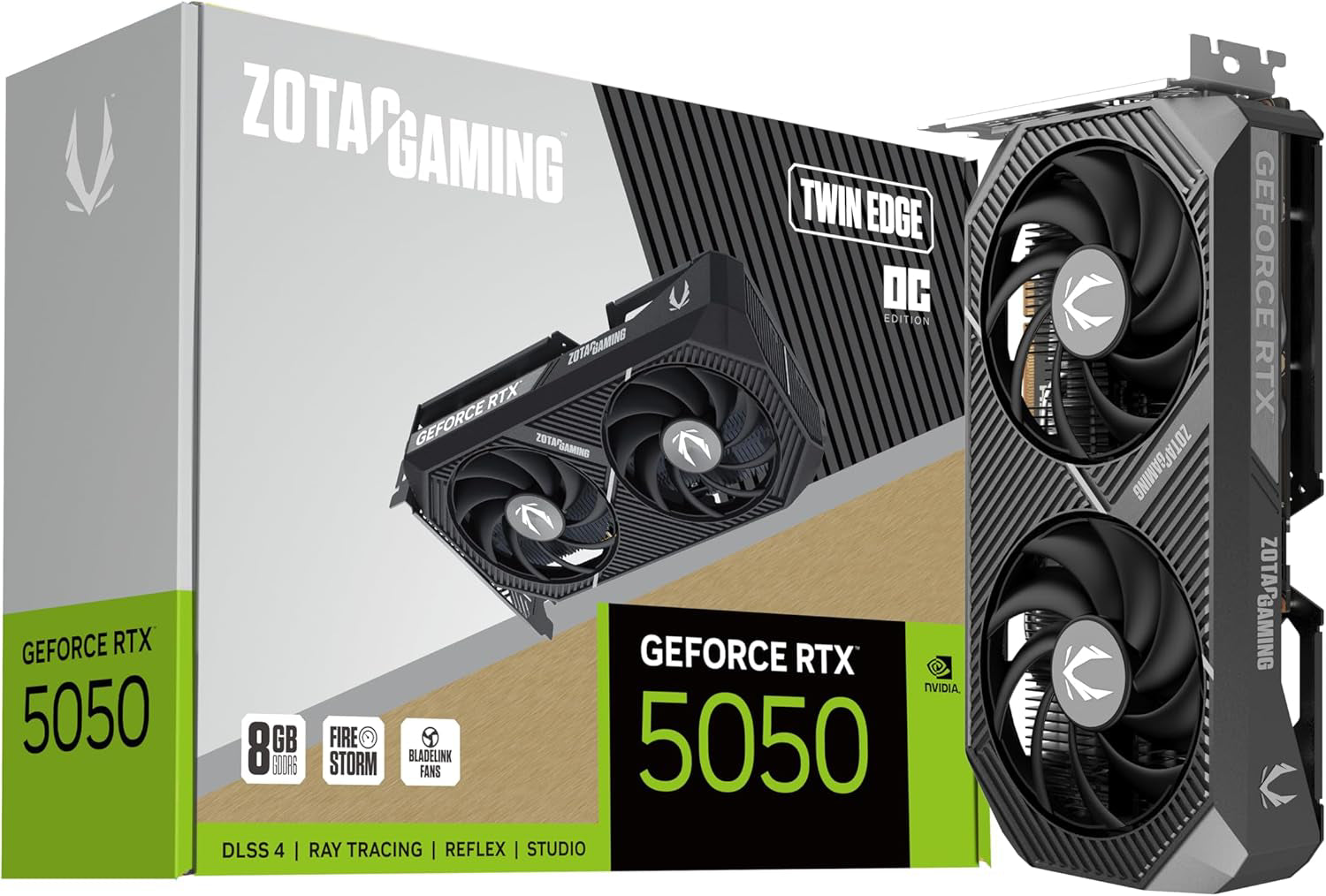 ZOTAC Gaming GeForce RTX 5050 Individual Edge OC DLSS 4 8GB GDDR6 128-bit 20 Gbps PCIE 5.0 Tarjeta gráfica para Juegos,