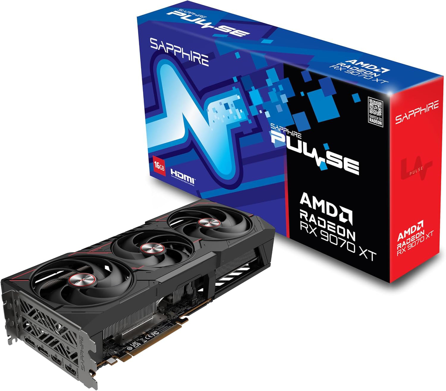 Sapphire 11348-03-20G Pulse AMD Radeon™ RX 9070 XT Tarjeta gráfica para Juegos con GDDR6 de 16 GB 11348-03-20G