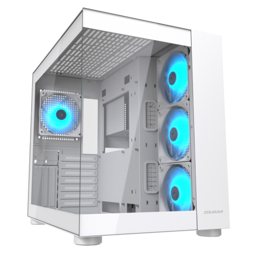 Gabinete COUGAR FV150 / Midi Tower / RGB / Cristal Templado / ATX / Blanco / 385KA10.0002