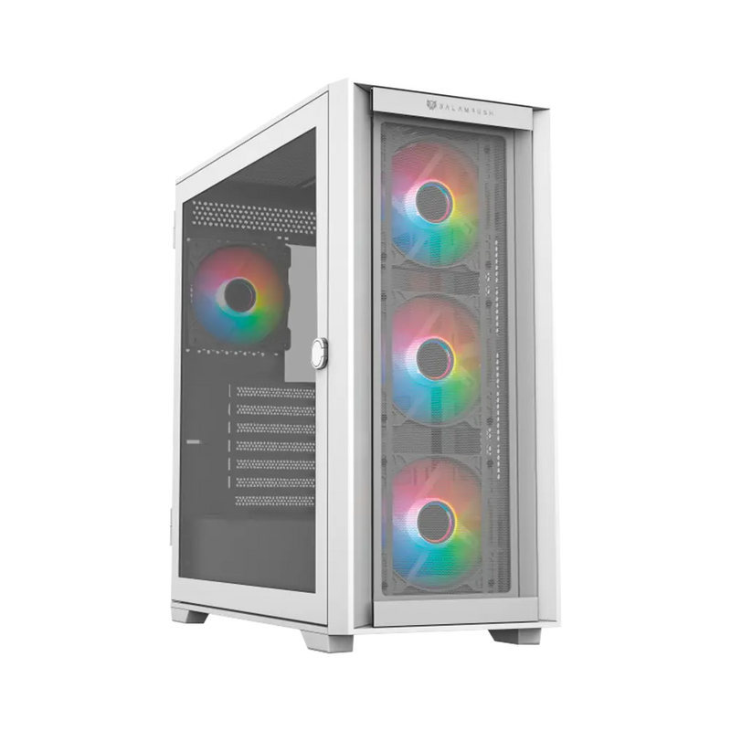Gabinete Gamer Full Torre Carbono Twin Mate 9000 / Max MB E-ATX / GPU 385 mm / 1x USB 3.0 1x USB 2.0 1x USB C 3.1 + Audio + 4x Fan ARGB / Panel Izq Cristal con Bisagras + Frente Intercambiable Cristal - Mesh / Legend Blanco