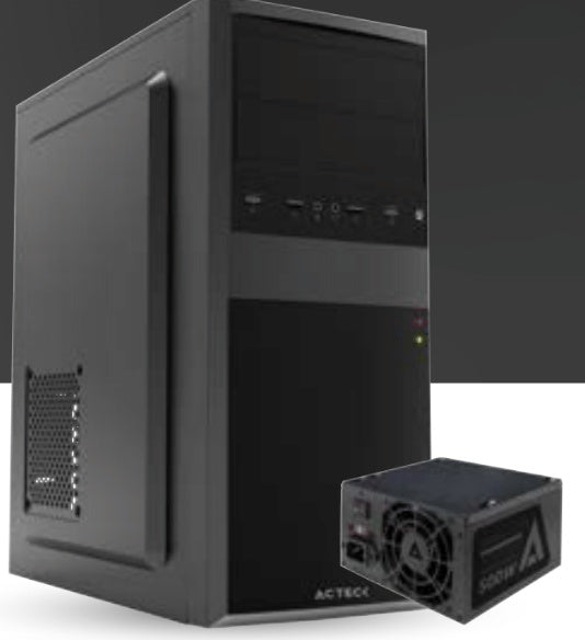 Gabinete Acteck Kiruna II GM420, Midi-Tower, ATX/Micro-ATX/Mini-ITX, USB 2.0, con Fuente de 500W, sin Ventiladores Instalados, Negro