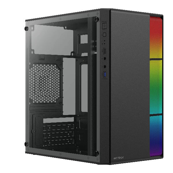 Gabinete Acteck Fusion II GI440, Micro-Tower, Micro-ATX/Mini-ITX, USB 2.0/3.0, con Fuente de 500W, sin Ventiladores Instalados, Negro
