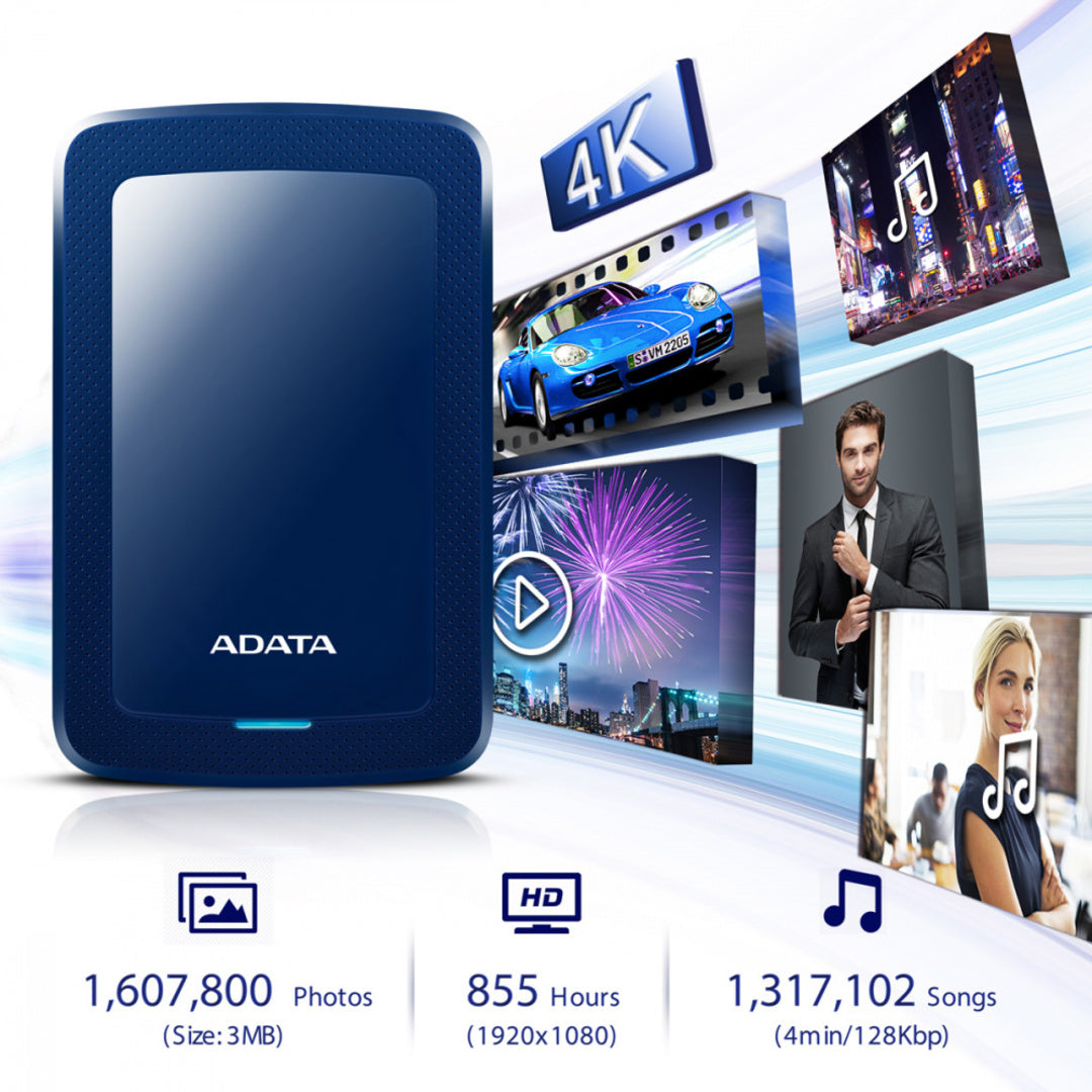 Disco Duro Externo Adata HV300 2.5", 2TB, USB 3.1, Azul - para Mac/PC