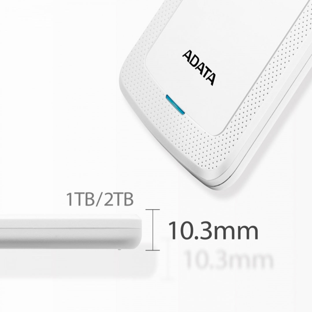 Disco Duro Externo Adata HV300 2.5'', 2TB, USB 3.1, Blanco - para Mac/PC