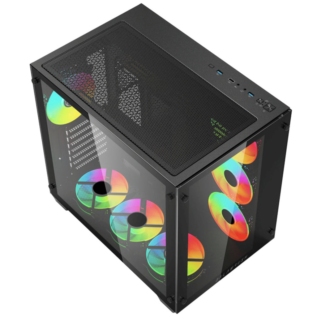 Gabinete Balam Rush Tank Pro GM930 Legend Series, Midi-Tower, ATX/Micro-ATX/Mini-ITX, USB 2.0/3.0, sin Fuente, 4 Ventiladores Instalados, Negro