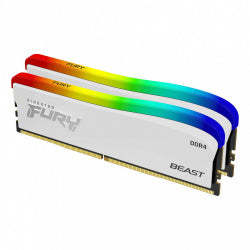 Kit Memoria RAM Kingston FURY Beast RGB DDR4, 3200MHz, 16GB - 2 x 8GB, CL16, XMP, Blanco