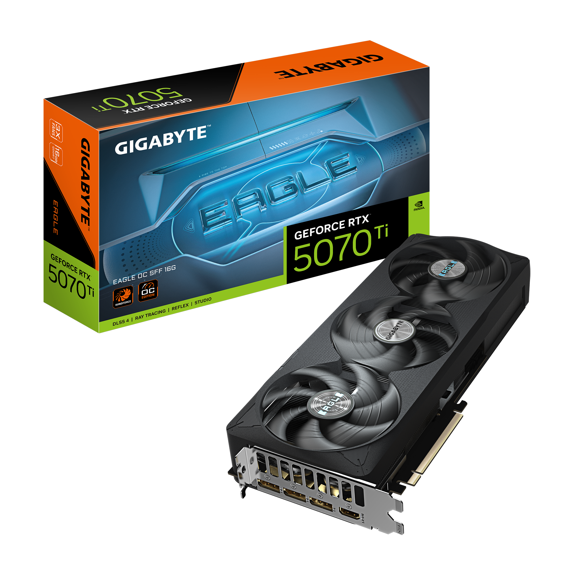 Tarjeta de Video GIGABYTE GeForce RTX 5070Ti EAGLE OC Edition / 16GB GDDR7 / 256-bit / DisplayPort x3 / HDMI