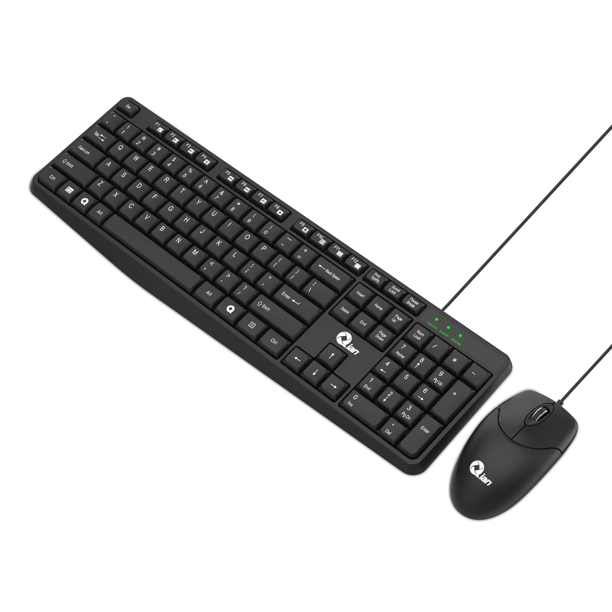 Kit de Teclado y Mouse Qian QKX-20603, Alámbrico, USB, Negro (Español)