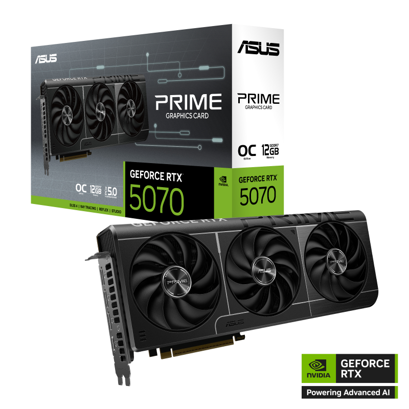 Tarjeta de Video ASUS PRIME NVIDIA GeForce RTX 5070 OC Edition, 12GB 192-bit GDDR7, PCI Express 5, PRIME-RTX5070-O12G