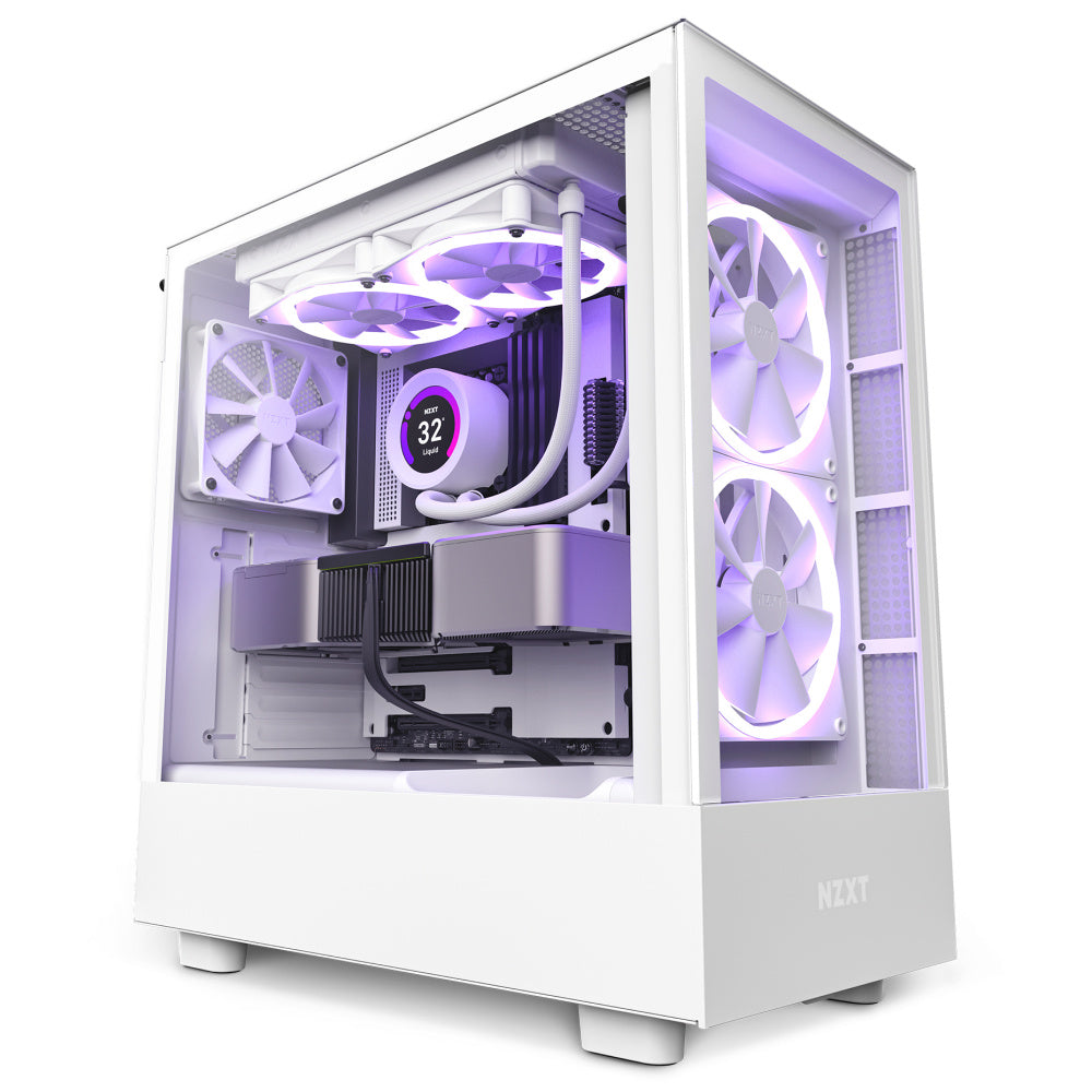 Gabinete NZXT H5 Elite / Blanco / C/Ventana / Midi-Torre / Cristal Templado / RGB / ATX / USB 3.2 / CC-H51EW-01