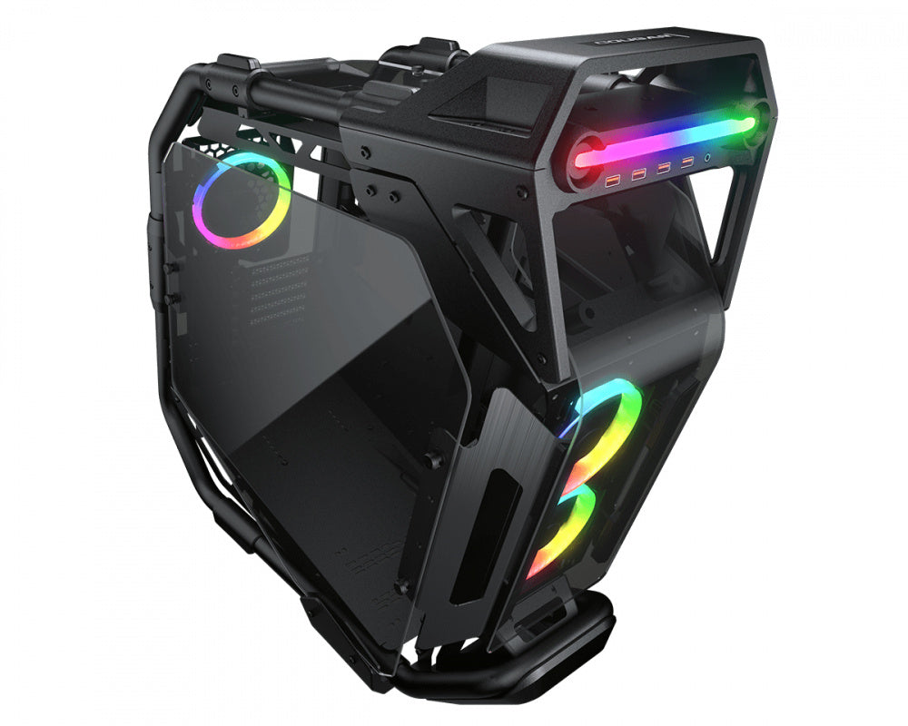 Gabinete Cougar 385LMS0.0001 Midi-Tower, Ventana ARGB, Sin Fuente, USB 3.0, 3 Ventiladores ARGB Instalados, Color Negro, ATX/CEB/E-ATX