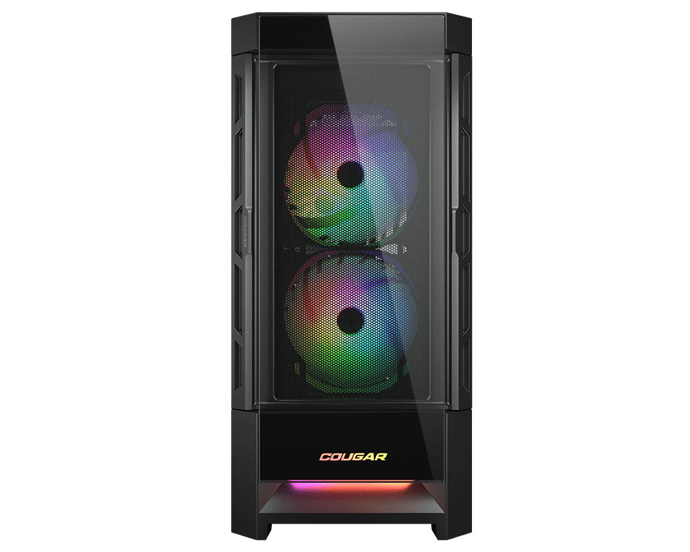 Gabinete Cougar Duoface RGB/Midi Tower/Con Ventana/Sin Fuente/USB 3.0/2.0/3 Ventiladores ARGB Instalados/Color Negro/ATX/CEB/*E-ATX, 385ZD10.0001