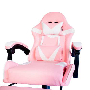 Silla Gamer SiGamers Reclinable Ergonomica con Reposapiés Color Rosa