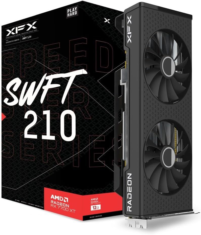 XFX - Tarjeta gráfica para Juegos Speedster SWFT210 Radeon RX 7700XT con 12 GB, GDDR6 HDMI 3xDP, AMD RDNA 3 RX-77TSWFTFP