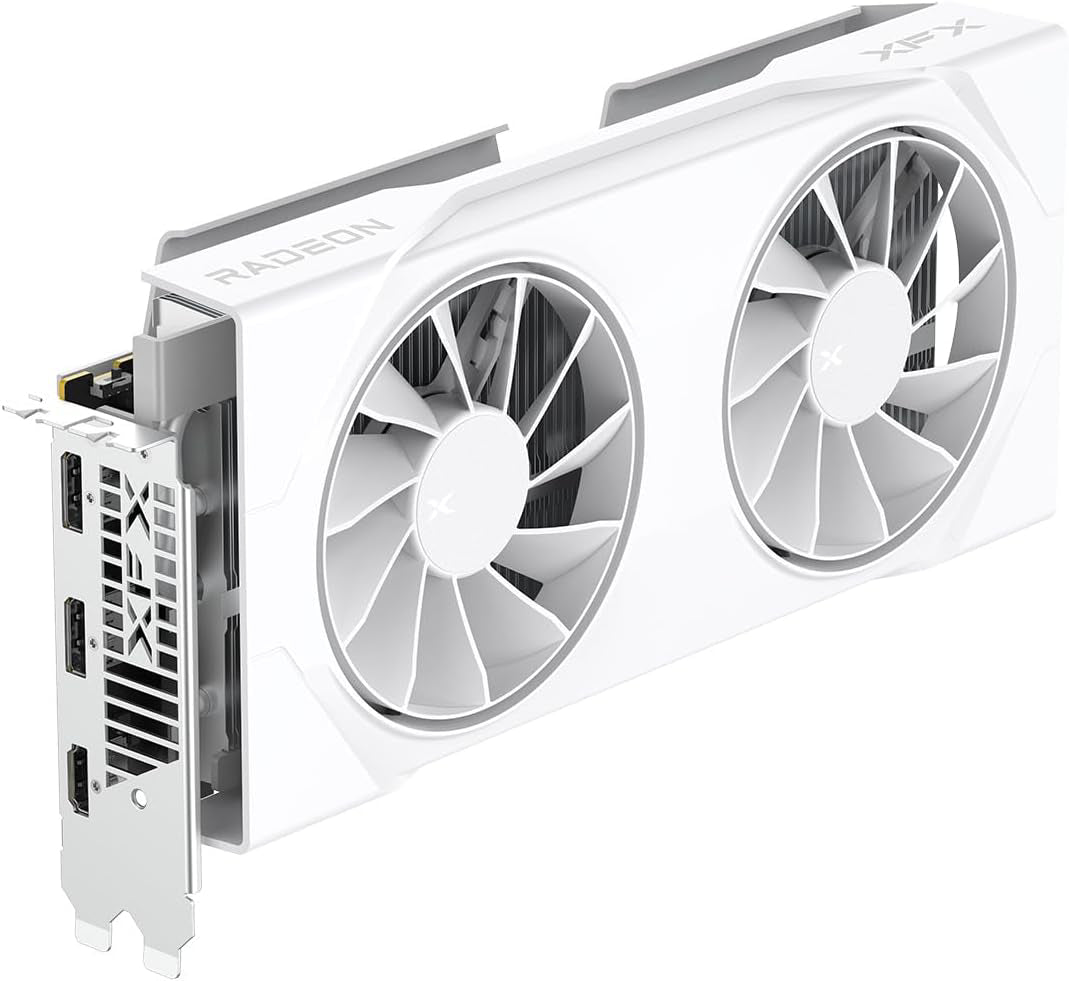 XFX Tarjeta DE Video (RX-96TSW8GWQ) Swift RX9060XT OC,8GB GDDR6,1900MHZ,2*DP,HDMI,2*Fan,Blanca