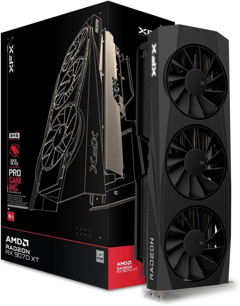 XFX Quicksilver AMD Radeon RX 9070XT Gaming Edition con 16 GB de GDDR6 HDMI 3xDP, AMD RDNA™ 4