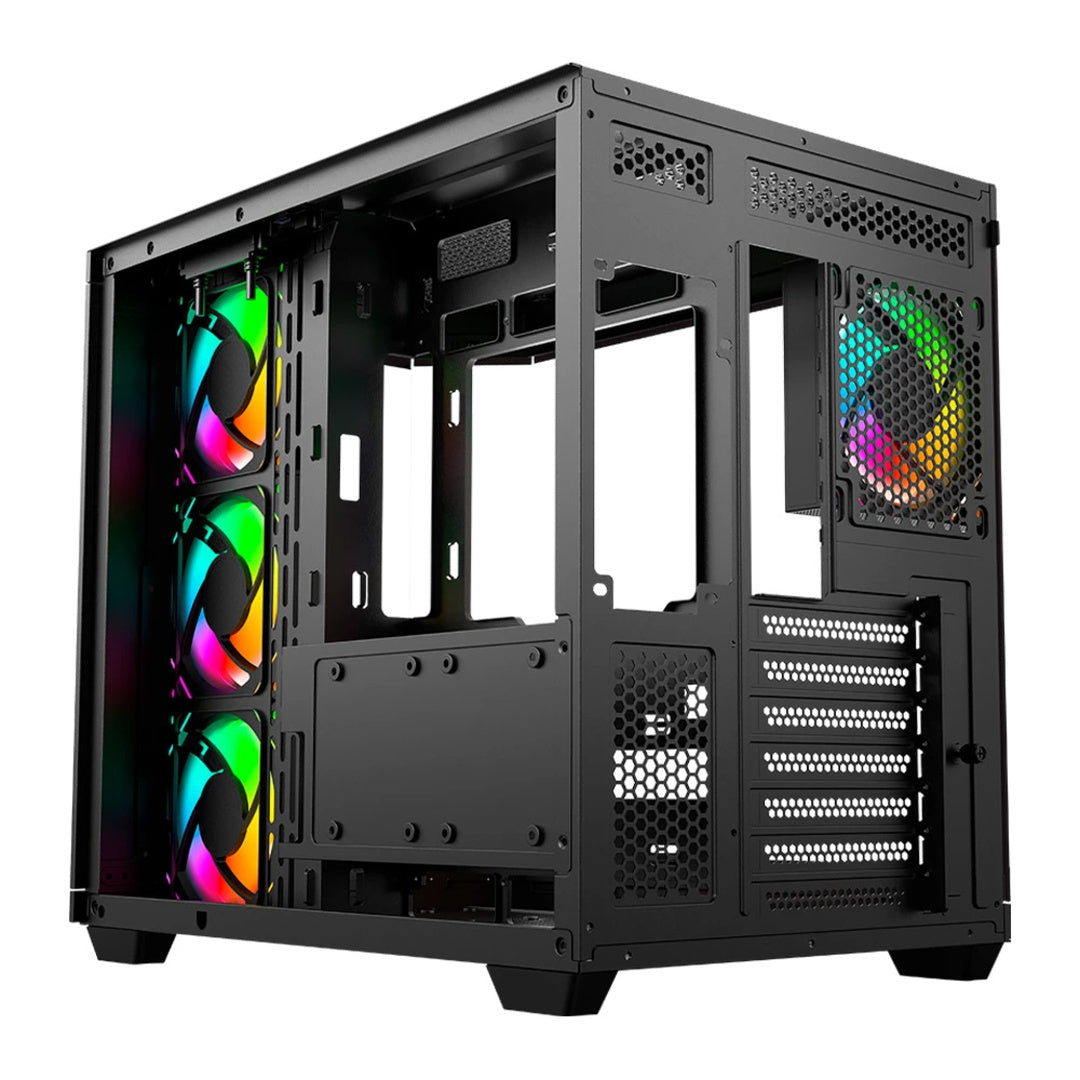 Gabinete Balam Rush Tank Super 9600 TB, Midi-Tower, ATX/Micro-ATX/Mini-ITX, USB 2.0/3.0, sin Fuente, 4 Ventiladores Instalados, Negro/Blanco