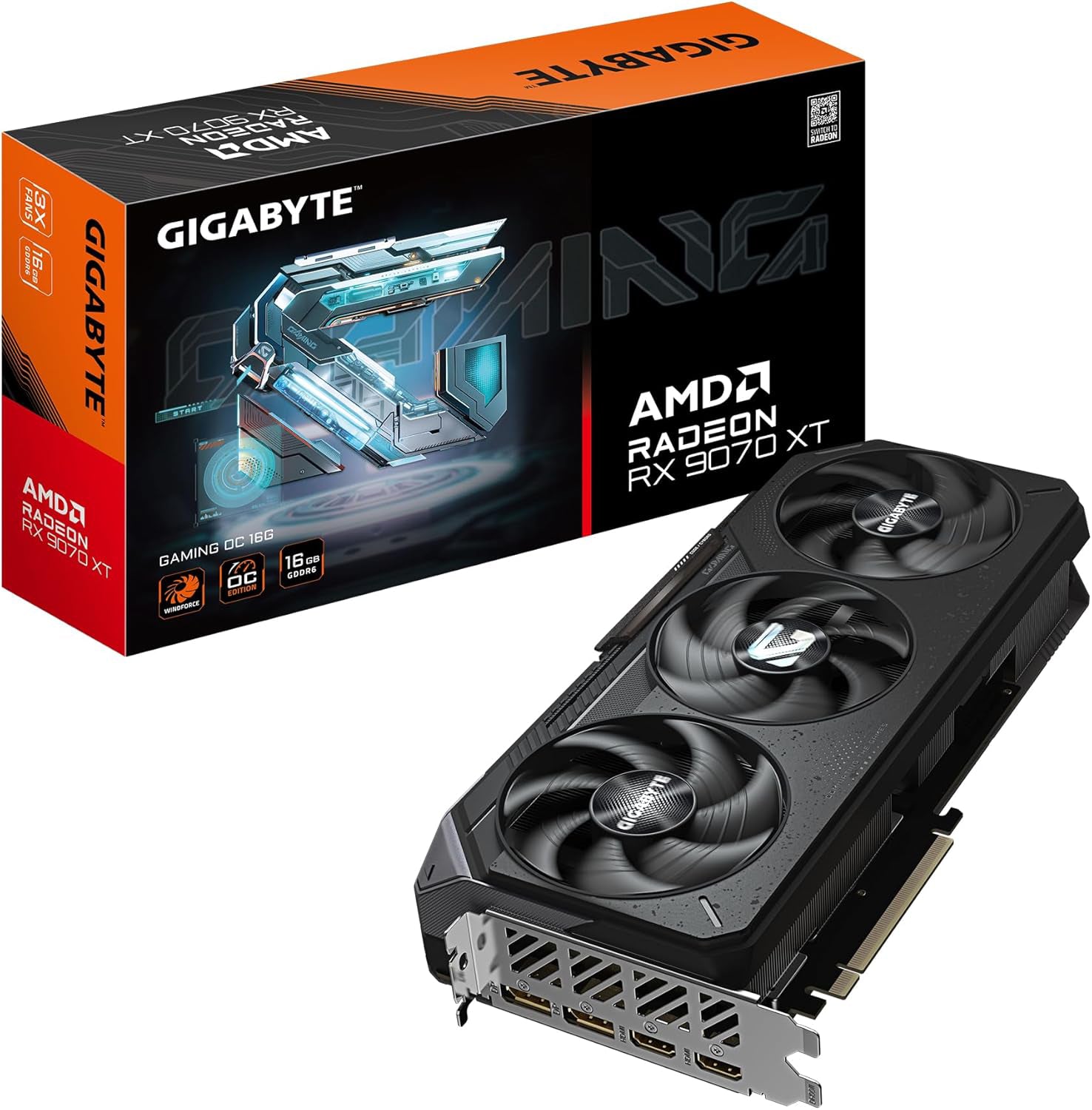 GIGABYTE Tarjeta gráfica Radeon RX 9070 XT Gaming OC 16G, PCIe 5.0, GDDR6 de 16 GB