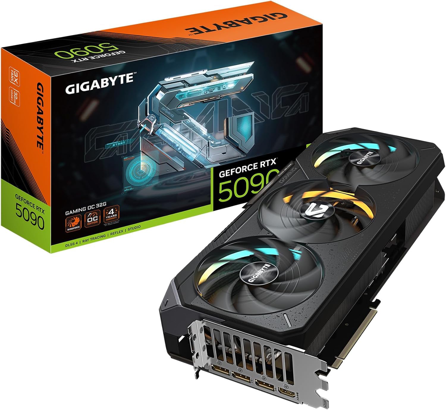 GIGABYTE Tarjeta gráfica GeForce RTX 5090 Gaming OC 32G, sistema de refrigeración WINDFORCE, 32 GB 512 bits GDDR7, tarjeta de video