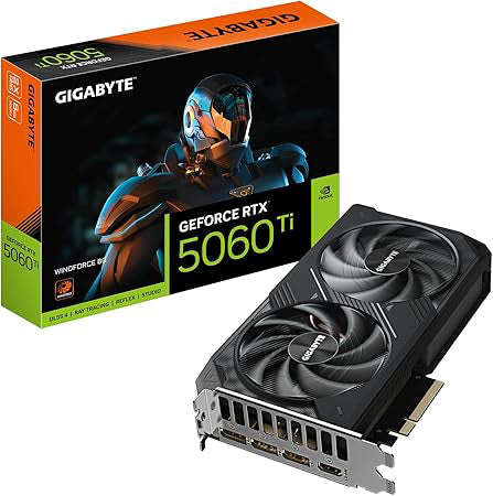 Gigabyte Tarjeta gráfica GeForce RTX 5060 Ti WINDFORCE 8G – 8 GB GDDR7, 128 bits, PCI-E 5.0, frecuencia Central de 2572 MHz, 3 x DisplayPort, 1 x HDMI