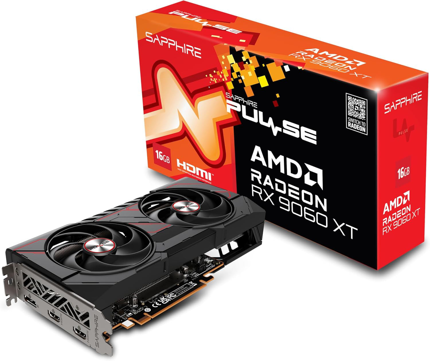 Sapphire 11350-03-20G Pulse AMD Radeon™ RX 9060 XT Gaming OC Tarjeta gráfica con 16GB GDDR6, AMD RDNA 4 11350-03-20G