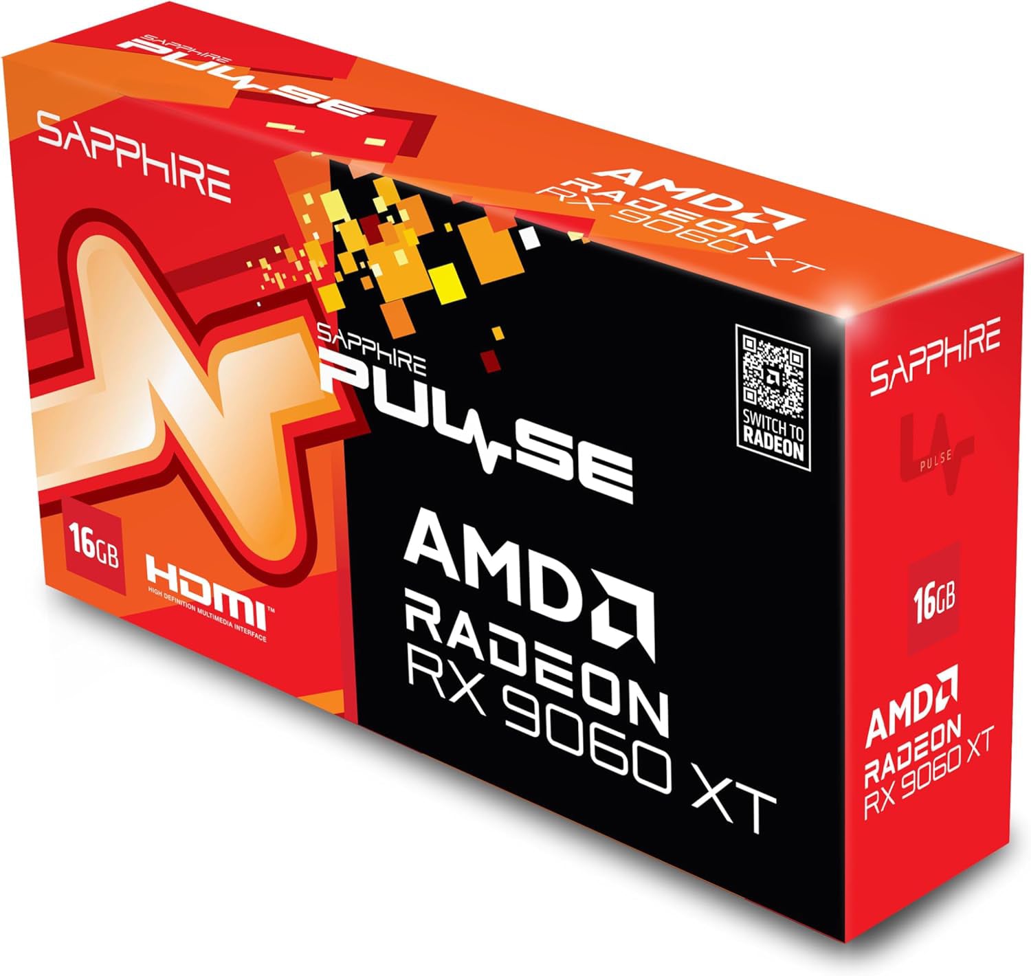 Sapphire 11350-03-20G Pulse AMD Radeon™ RX 9060 XT Gaming OC Tarjeta gráfica con 16GB GDDR6, AMD RDNA 4 11350-03-20G