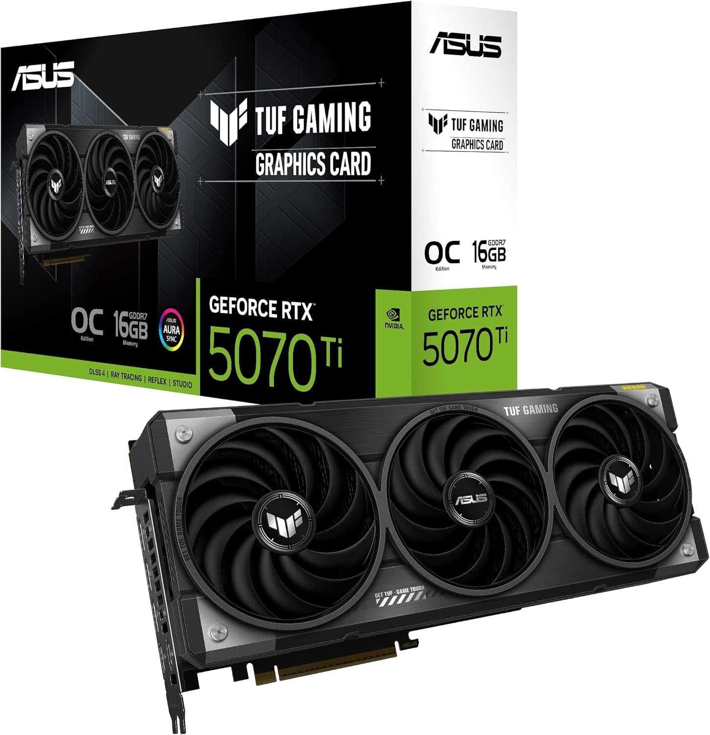 ASUS TUF Gaming GeForce RTX ™ 5070 Ti 16GB GDDR7 OC Edition (PCIe® 5.0, HDMI®/DP 2.1, 3.125 Ranuras, componentes de Grado Militar, Revestimiento Protector de PCB