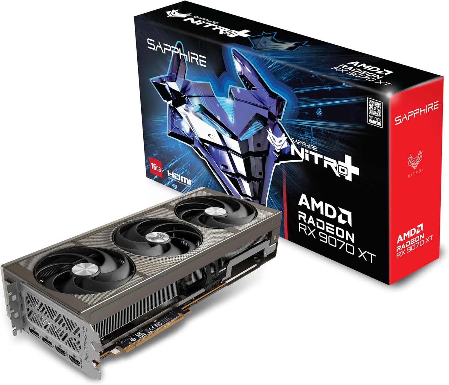 Sapphire Nitro+ Tarjeta gráfica AMD Radeon™ RX 9070 XT Gaming OC con GDDR6 de 16 GB, AMD RDNA 4  11348-01-20G