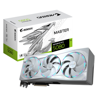 Tarjeta de Vídeo AORUS GeForce RTX™ 5080 MASTER ICE 16G, PCI Express 5.0 x16 ,Microsoft DirectX® 12, GV-N5080AORUS M-16GD, GV-N5080AORUSM ICE-16GD