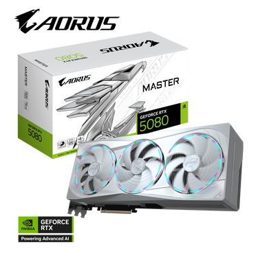 Tarjeta de Vídeo AORUS GeForce RTX™ 5080 MASTER ICE 16G, PCI Express 5.0 x16 ,Microsoft DirectX® 12, GV-N5080AORUS M-16GD, GV-N5080AORUSM ICE-16GD
