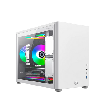 Gabinete BALAM RUSH (BR-935647) ERIS FROST GI985,Micro ATX,1USB 3.0,1USB C,CRISTAL TEMP,BLANCO