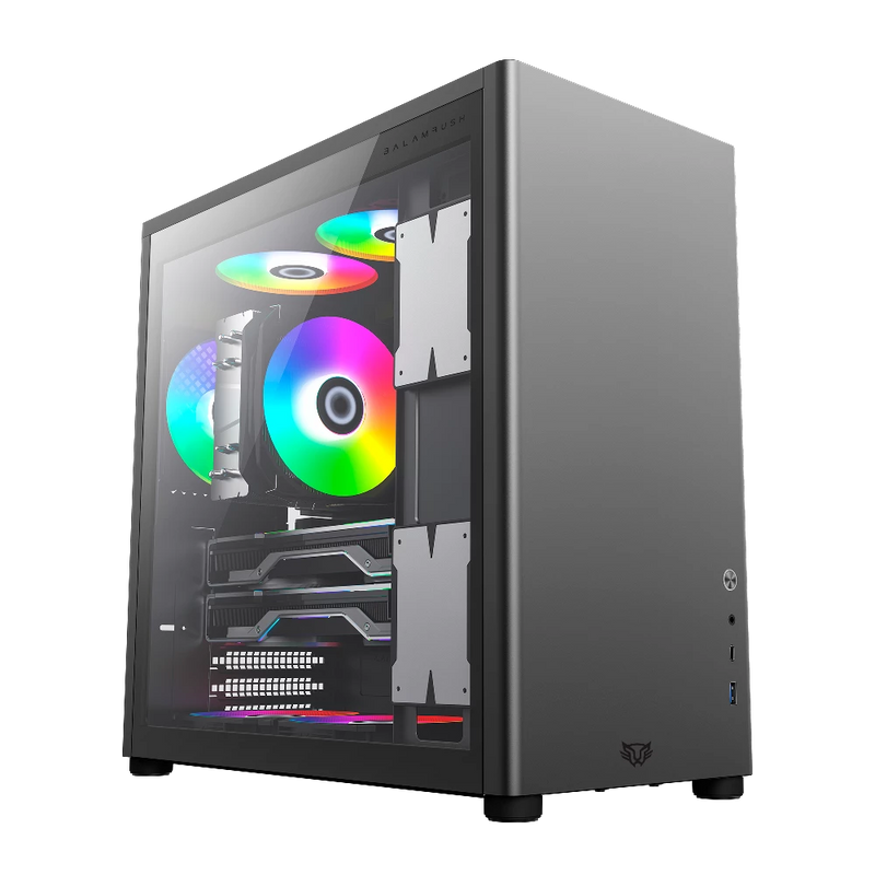 Gabinete BALAM RUSH (BR-935654) ERIS SPECIAL GM985,ATX,1USB 3.0,1USB C,CRISTAL TEMP,GRIS