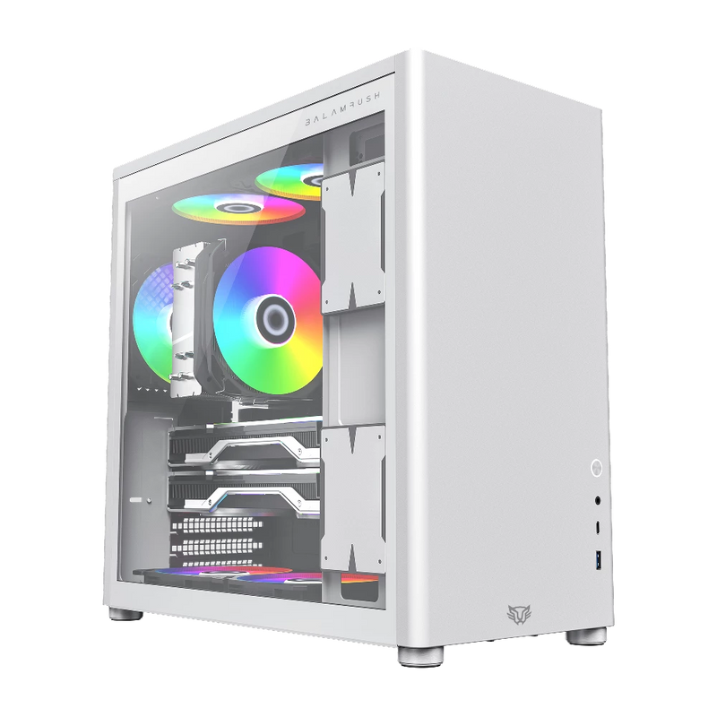 Gabinete BALAM RUSH (BR-935678) ERIS FROST GM985,ATX,1USB 3.0,1USB C,CRISTAL TEMP,BLANCO