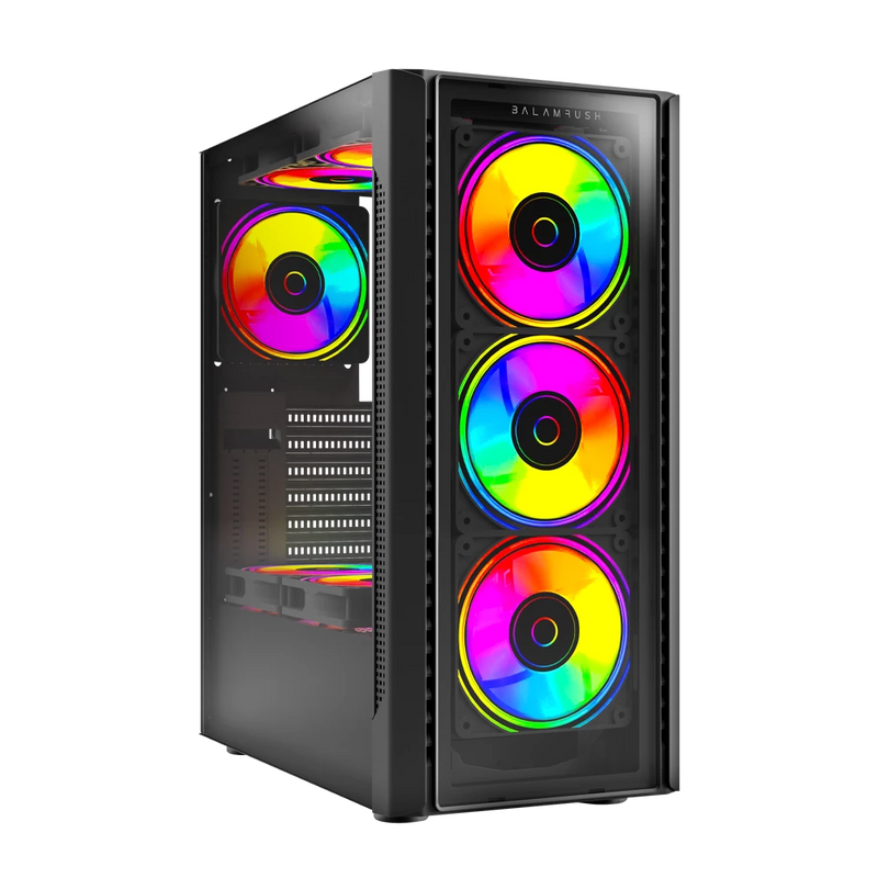Gabinete Gamer Media Torre DragonFly Crystal GM745 / Max MB ATX 330 mm / 1x USB 3.0 + 2x USB 2.0 + Audio + 4xFan RGB / Panel Izq Cristal + Frente Cristal / Azender Negro