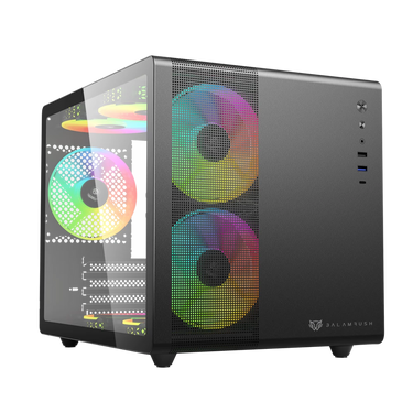 Gabinete BALAM RUSH (BR-936033) TANK MINI GI930,Micro ATX,1USB 3.0,1USB C,CRISTAL TEMP,MALLA,NEGRO
