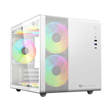 Gabinete BALAM RUSH (BR-936040) TANK MINI GI930,Micro ATX,1USB 3.0,1USB C,CRISTAL TEMP,MALLA,BLANCO
