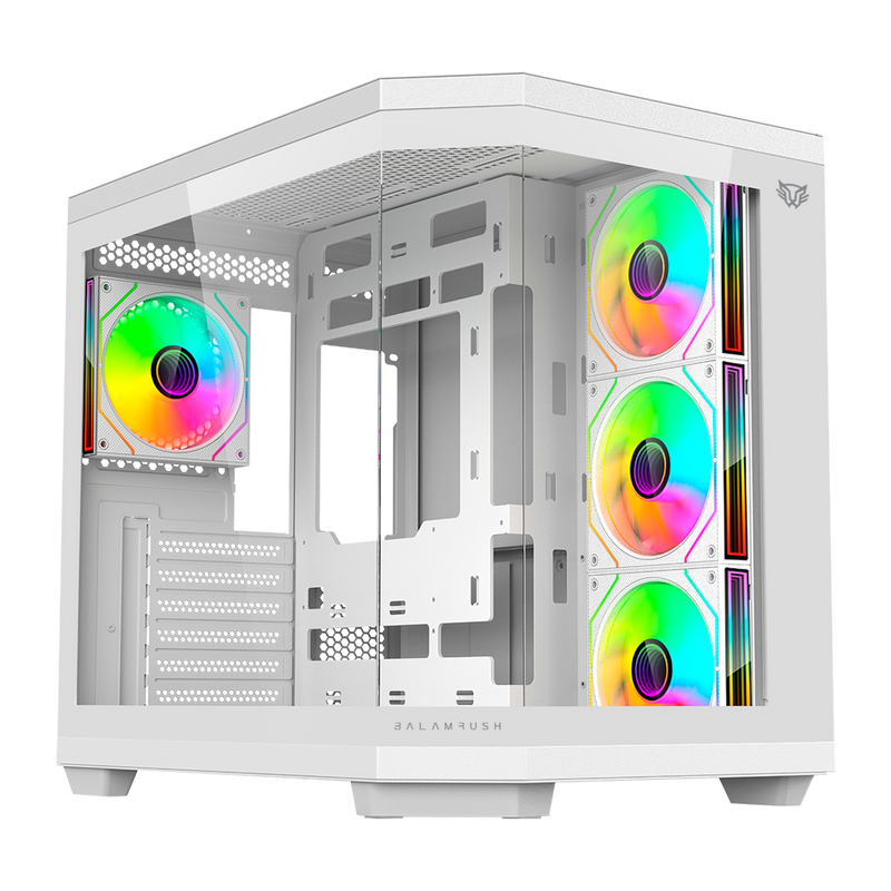 Gabinete Gamer Media Torre Tank Master 9600 TB / Max MB ATX / GPU 410 mm / 1x USB C + 1x USB 3.0 + 1x USB + Audio + 4xFan ARGB / Paneles de Cristal / Legend Blanco