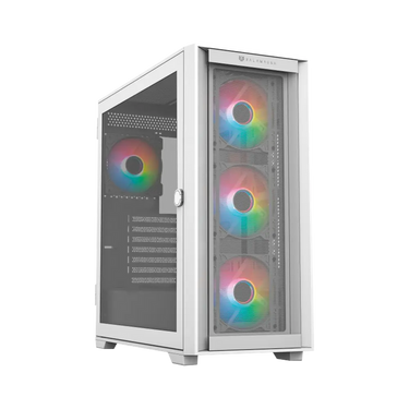 Gabinete Gamer Full Torre Carbono Twin Mate 9000 / Max MB E-ATX / GPU 385 mm / 1x USB 3.0 1x USB 2.0 1x USB C 3.1 + Audio + 4x Fan ARGB / Panel Izq Cristal con Bisagras + Frente Intercambiable Cristal - Mesh / Legend Blanco