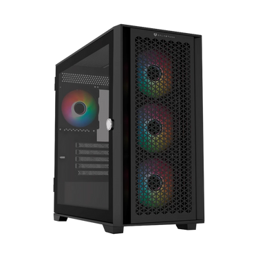 Gabinete Gamer Mini Torre Carbono Twin Mate 8000 / Max MB M-ATX / GPU 385 mm / 1x USB 3.0 1x USB 2.0 1x USB C 3.1 + Audio + 4x Fan ARGB / Panel Izq Cristal con Bisagras + Frente Intercambiable Cristal - Mesh / Legend Negro