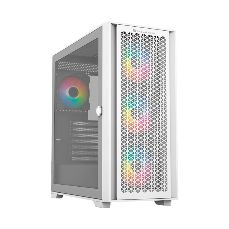 Gabinete Gamer Media Torre Carbono Twin Mate 7000 / Max MB ATX / GPU 340 mm / 1x USB 3.0 1x USB 2.0 1x USB C 3.1 + Audio + 4x Fan ARGB / Panel Izq Cristal con Bisagras + Frente Intercambiable Cristal - Mesh / Legend Blanco