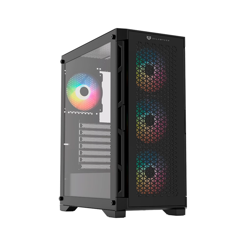 Gabinete Gamer Media Torre | Carbono Twin Mate 5000 | Max MB ATX 320 mm | 1x USB 3.0 + 1x USB 2.0 + 1x USB C 3.1 + 4x Fan ARGB | Panel Izq Cristal + Frente Intercambiable Cristal- Mesh