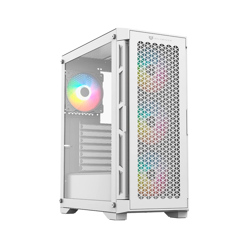 Gabinete Gamer Media Torre Carbono Twin Mate 5000W / Max MB ATX / GPU 320 mm / 1x USB 3.0 + 1x USB 2.0 + 1x Tipo C 3.1 + Audio + 4x Fan ARGB / Panel Izq Cristal + Frente Intercambiable Cristal - Mesh / Legend Blanco