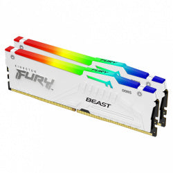 Kit Memoria RAM Kingston FURY Beast RGB DDR5, 6000MHz, 64GB - 2 x 32GB, CL36, XMP/EXPO, Blanco