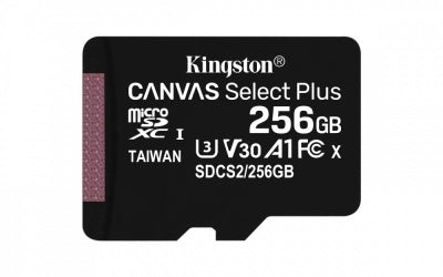 Memoria Flash Kingston Canvas Select Plus, 256GB MicroSDXC UHS-I Clase 10, con Adaptador