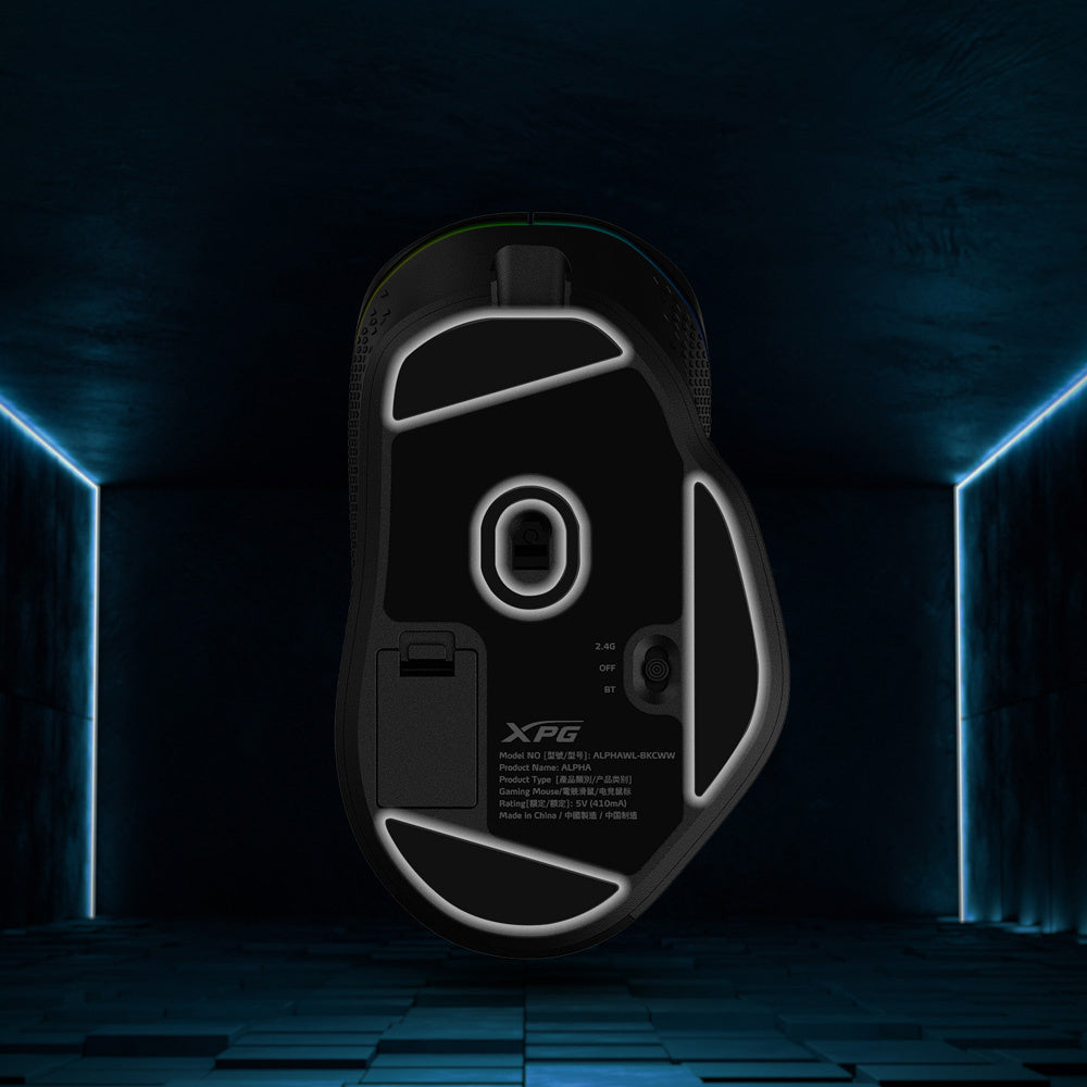 Mouse Gamer XPG Óptico ALPHA WIRELESS, Alámbrico/Inalámbrico, Bluetooth/USB-C, 16000DPI, Negro