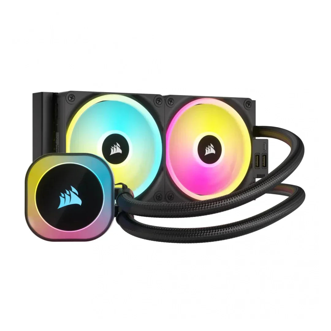 Corsair iCUE Link H100i RGB AIO Enfriamiento Líquido para CPU, 2x 120mm, 480 - 2400RPM, Negro