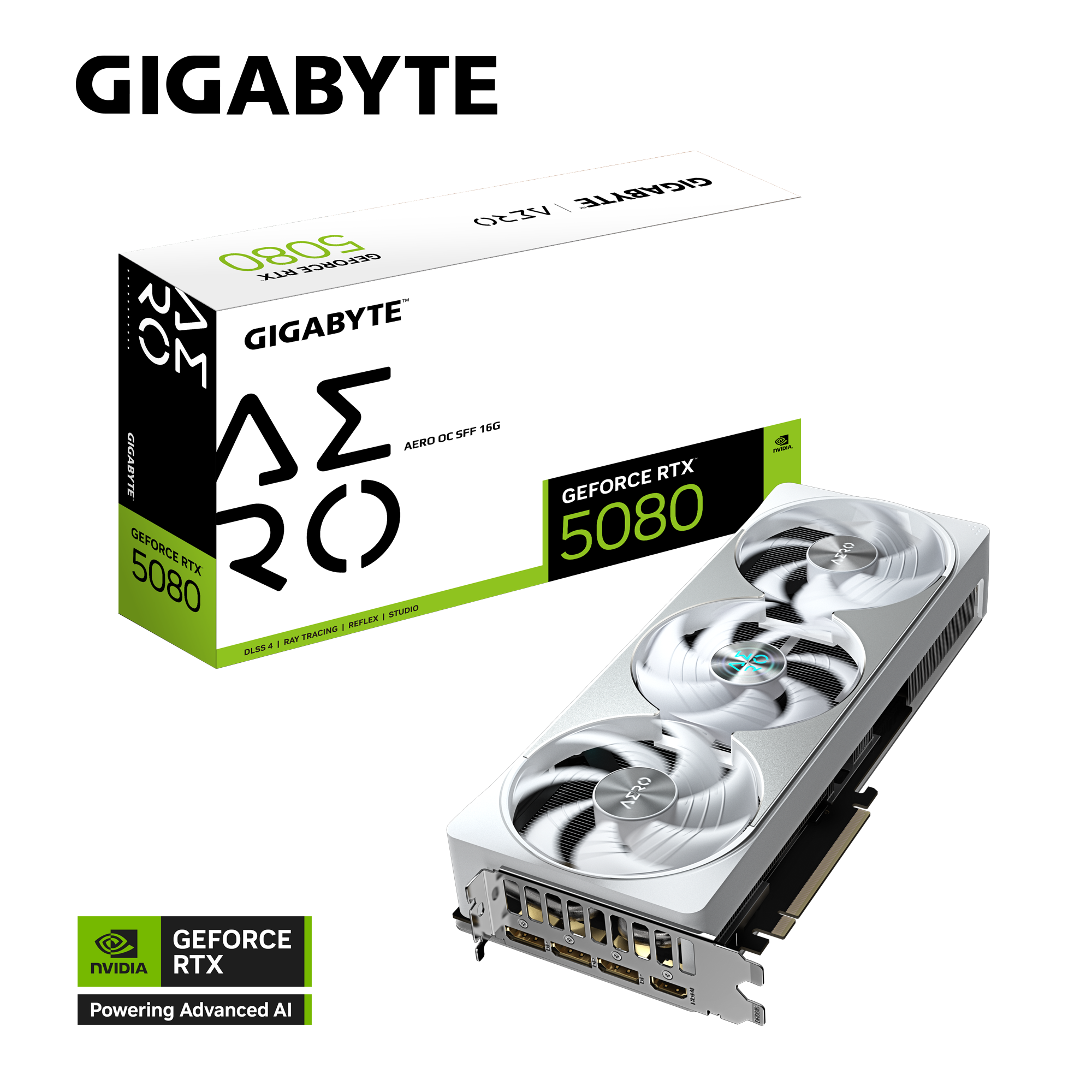 Tarjeta de Vídeo Gigabyte GeForce RTX™ 5080 RTX 5080 AERO OC SFF 16G CI Express 5.0 x16 . GV-N5080AERO OC-16GD