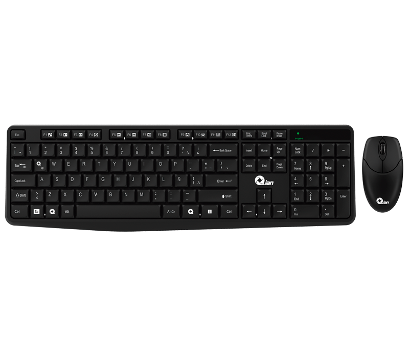 Kit de Teclado y Mouse Qian QKX-20603, Alámbrico, USB, Negro (Español)