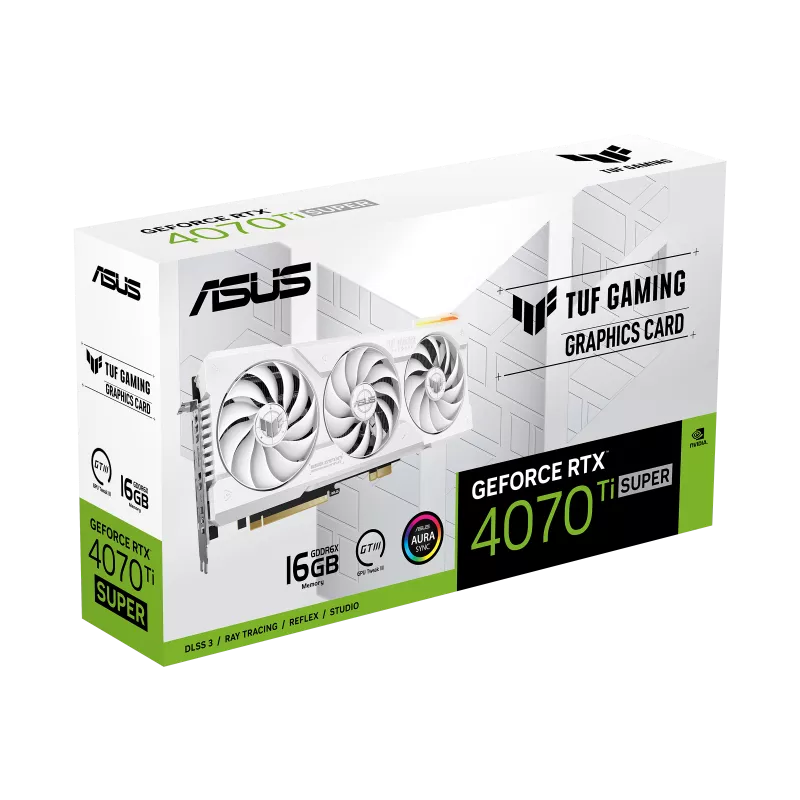 Tarjeta de Video ASUS TUF Gaming GeForce RTX 4070 Ti Super BTF White Edition / 16GB GDDR6X / NVIDIA DLSS 3 / PCIe 4.0 / 2xHDMI 2.1a / 3xDisplayPort 1.4a / TUF-RTX4070TIS-16G-BTF-WHITE